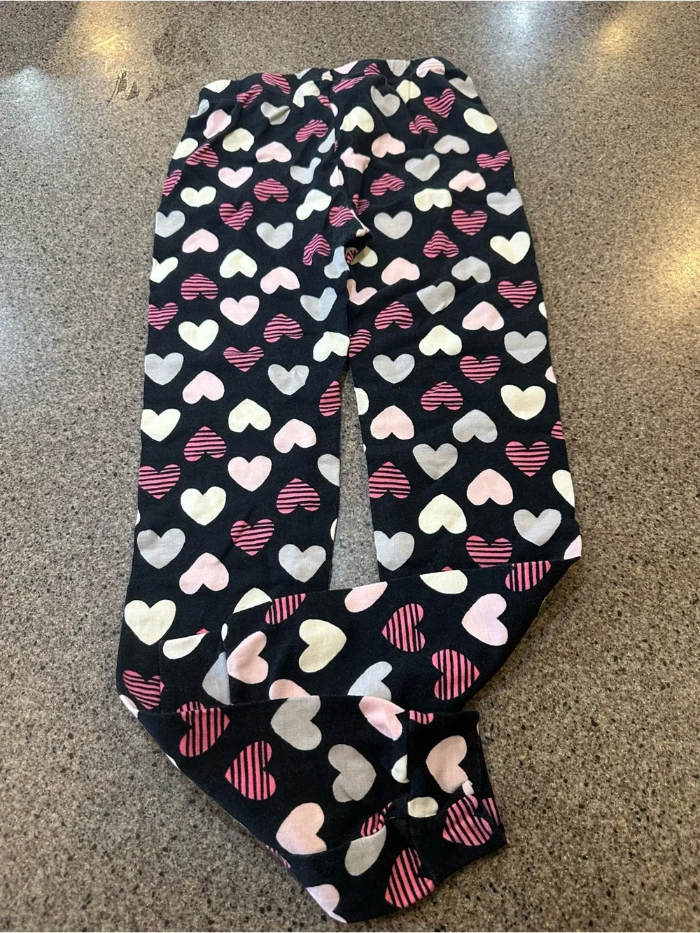 Kids Heart Print Pajama Pants - Black with Pink & Cream Hearts